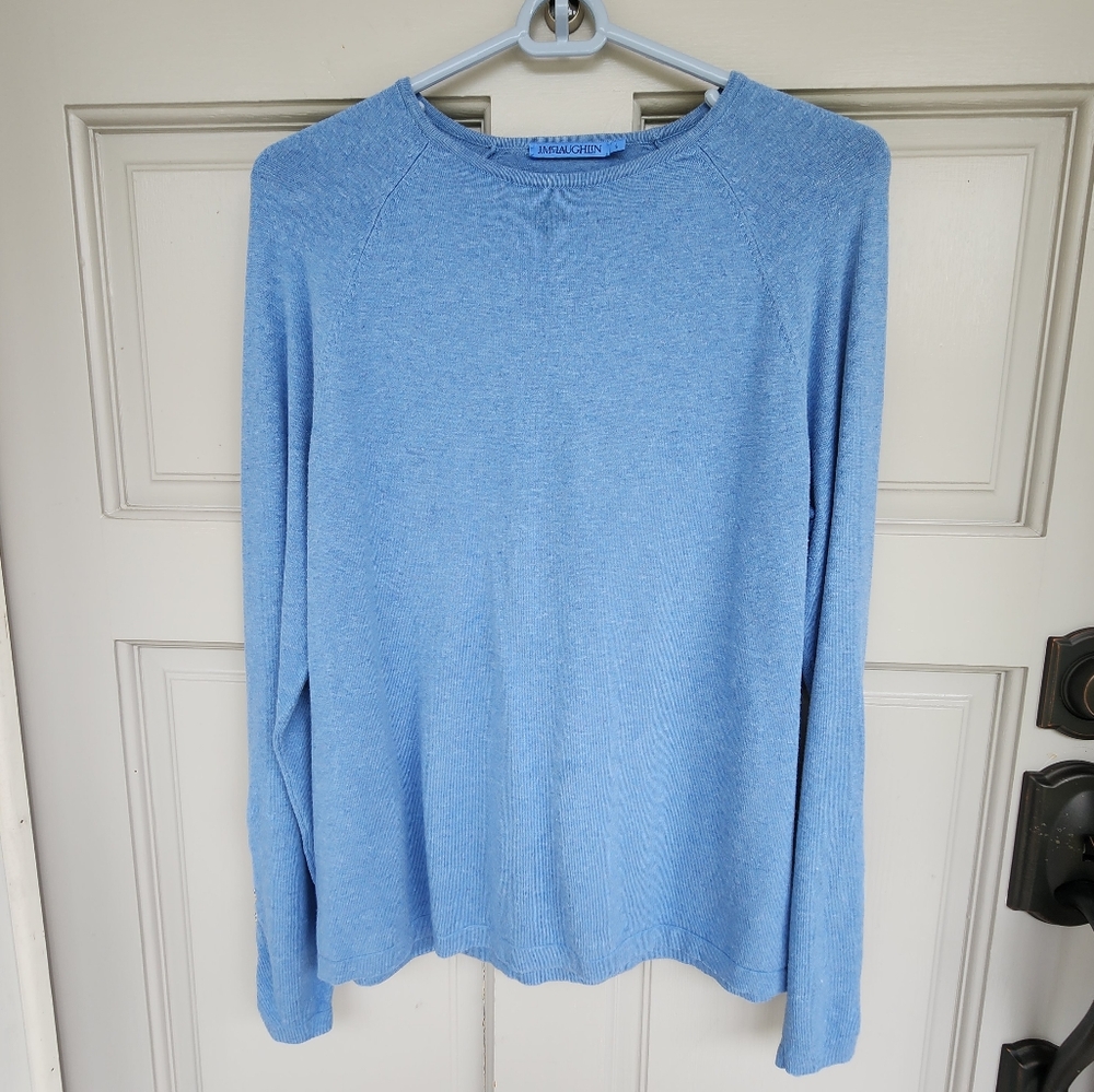 J. McLaughlin Top Sweater Light Blue Size Large Long Sleeved Cotton Blend Top